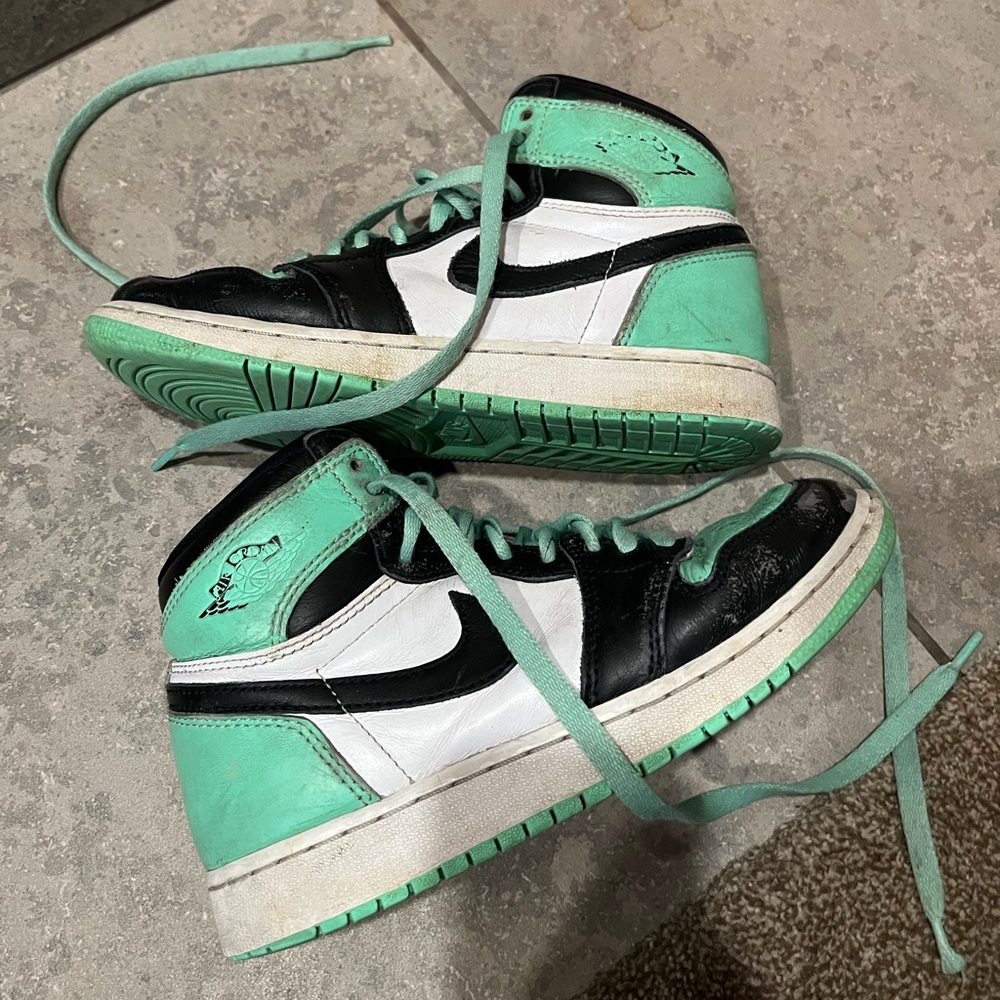 Nike Air Jordan Mint Green and Black High-Top Sneakers